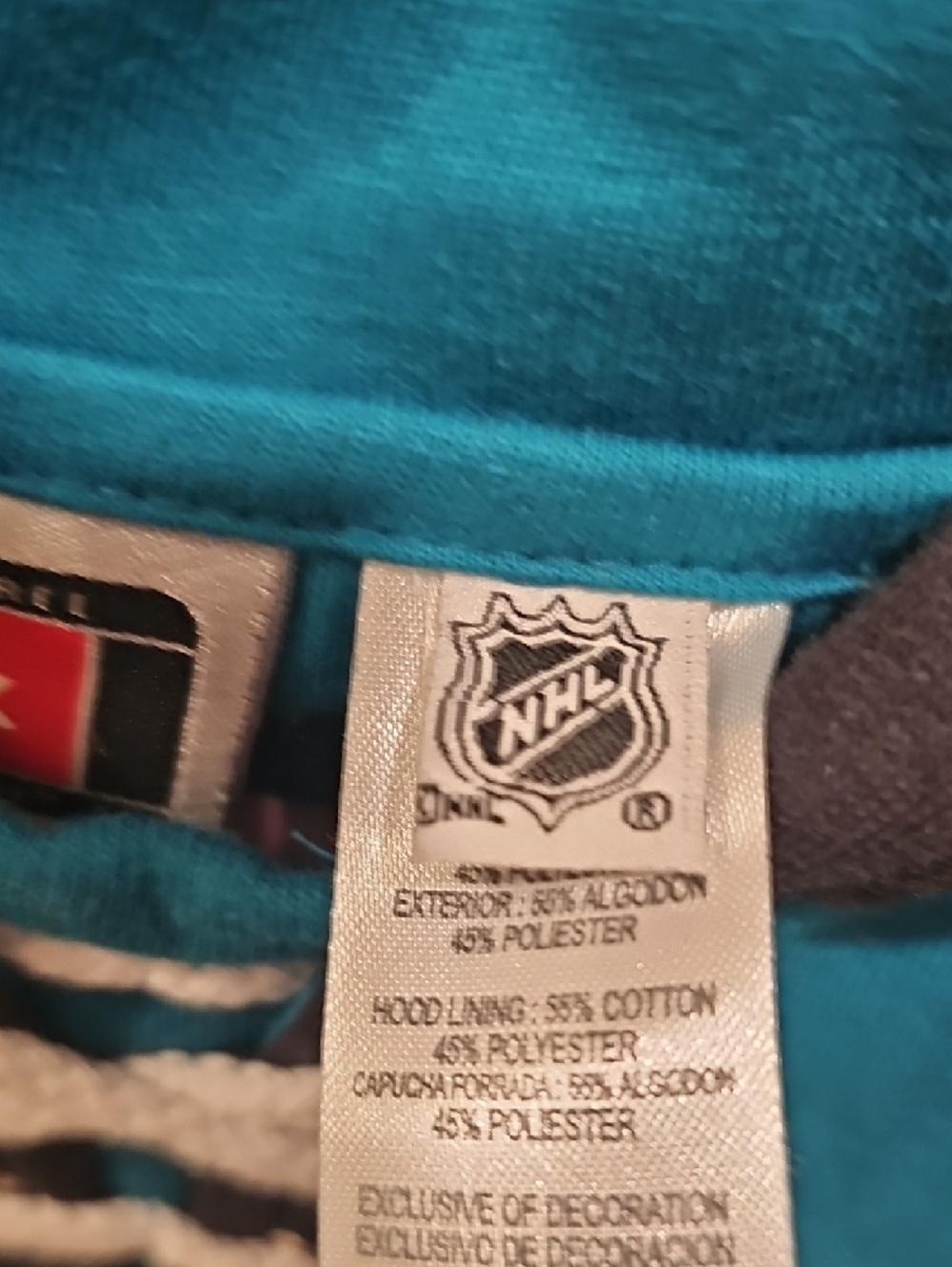 Women's Teal & Black Hockey Lace-Up Hoodie with Sharks Logo - Picture 4 of 9